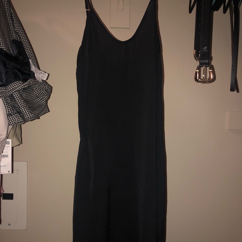 Black slip dress with lace